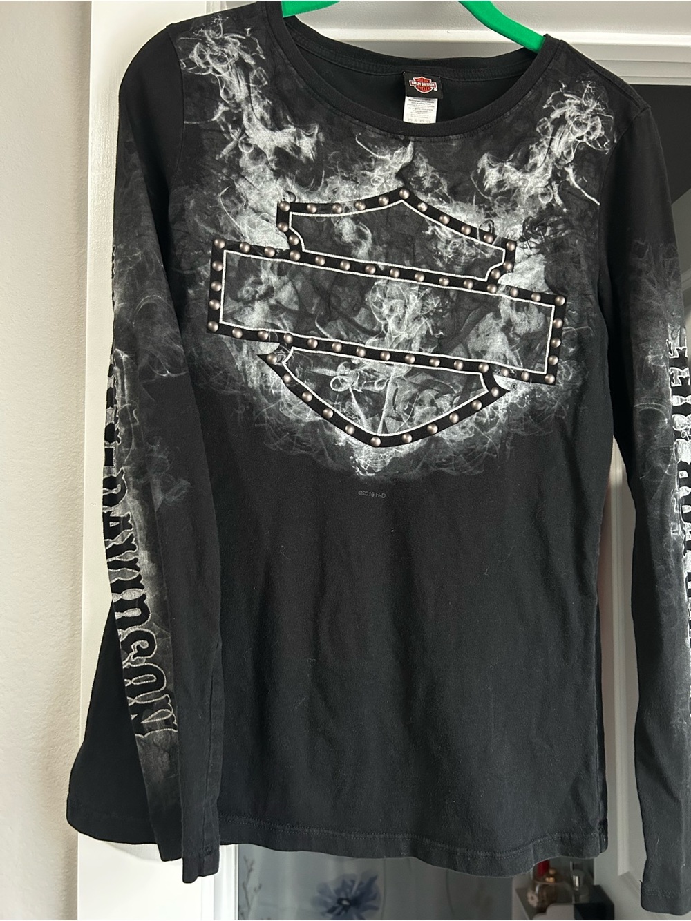 Harley-Davidson Black Long Sleeve Tee with White Smoke Shield